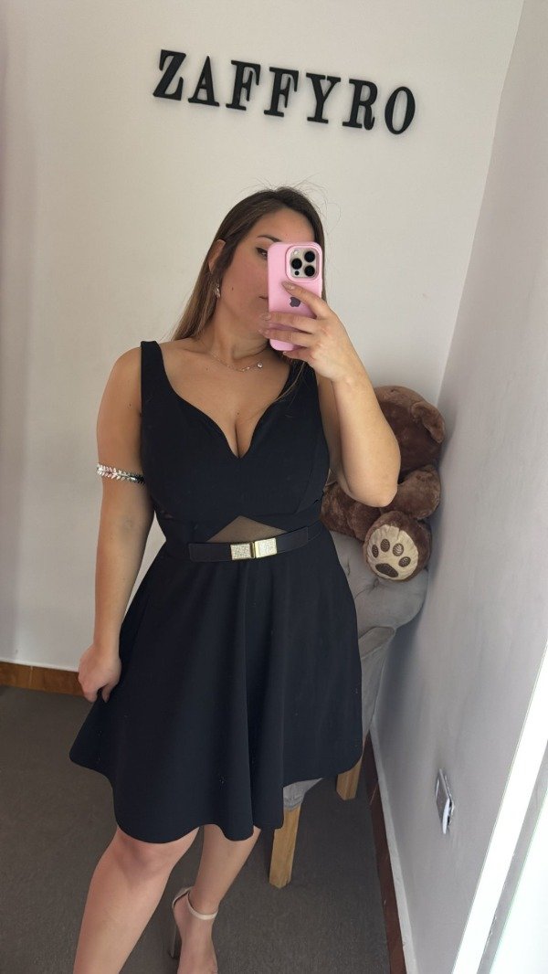 Producto - Cinturón/faja elastizado con hebilla rectangulo de strass