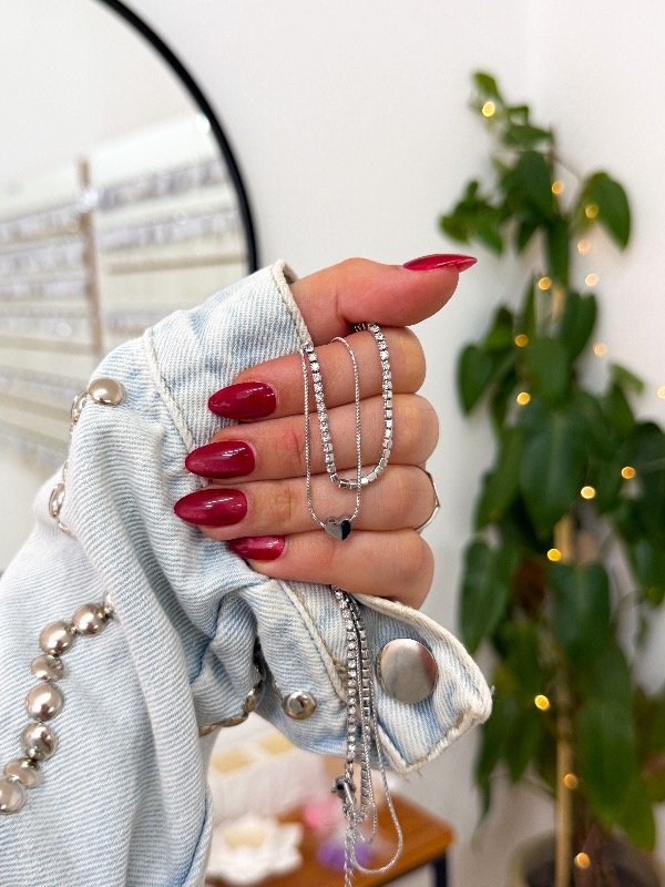 Producto - Cadenita acero quirúrgico doble strass y mini corazón