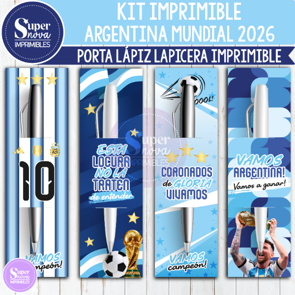 Producto - KIT IMPRIMIBLE ARGENTINA MUNDIAL 2026 PORTA LAPICERA GOLOSINAS