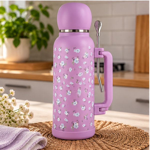 Producto - Termo Shaky Estampado de 1.3 lts con tapa que se puede usar de mate y bombilla - 3