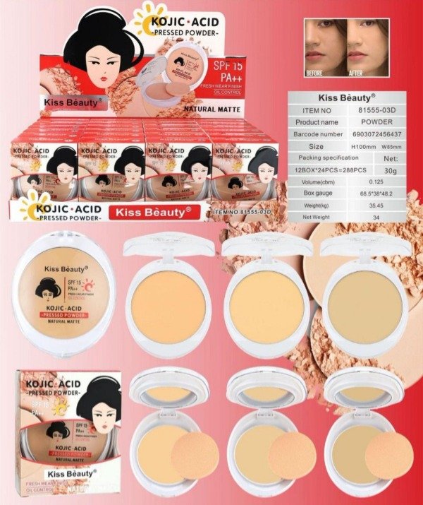 Producto - Polvo compacto protector solar 15spf Acid Kojic - Kiss Beauty - 1