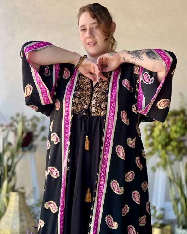 Producto - Kimono Goa Negro y Magenta M a 2XL