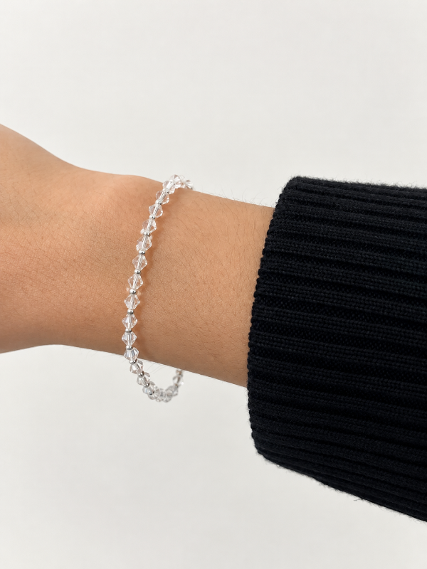 Producto - Pulsera elastizada cristal y bolitas de plata