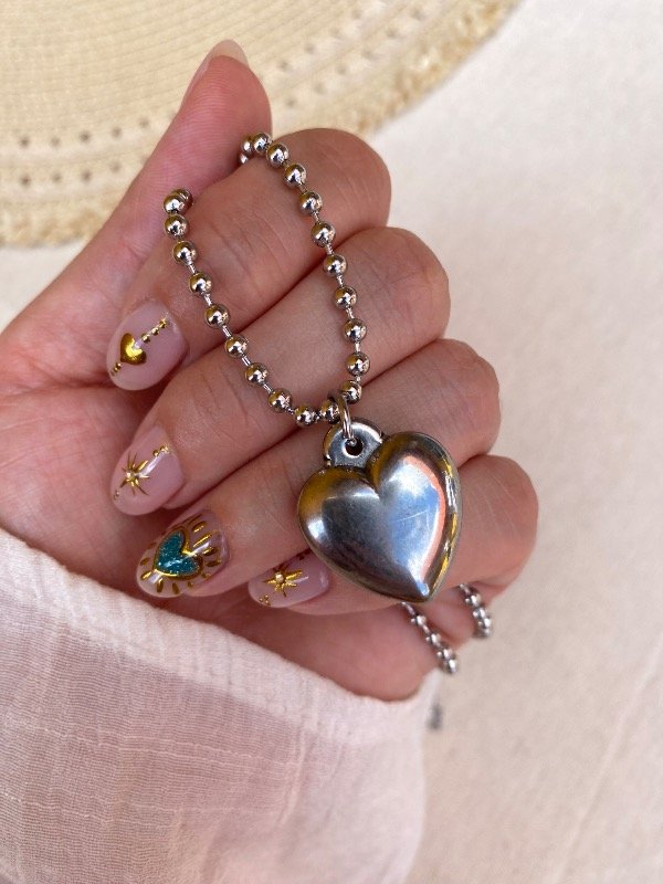 Producto - Collar Cuore macizo y bolitas A.Q