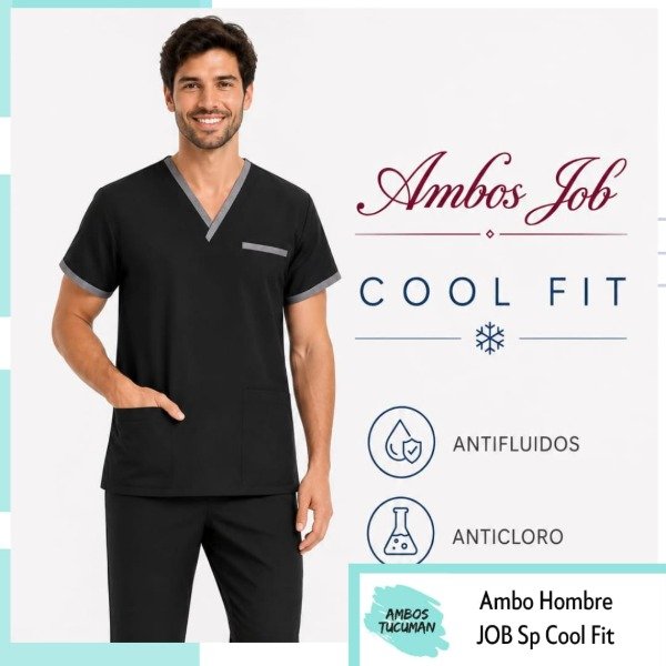Producto - Ambo Job Negro Detalle Gris (Cool Fit)