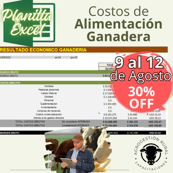Producto - Planilla de Cálculo de Costos de Alimentación Ganadera