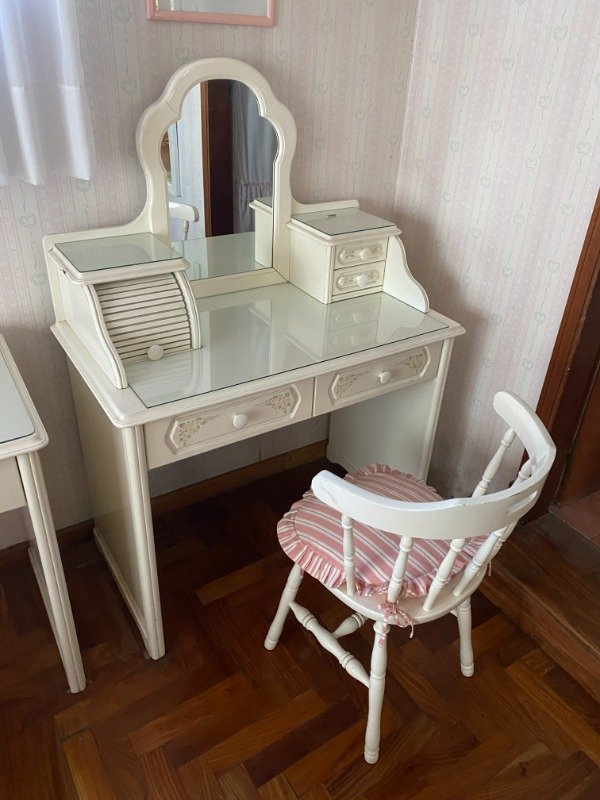 Producto - TOCADOR LAQUEADO 98x52x135 CON SILLA ESPAÑOLA LAQUEADA #10458