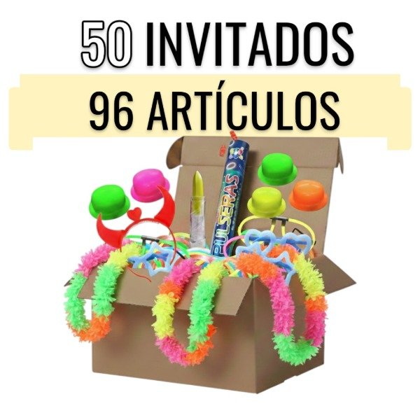 Producto - Combo Luminoso Alocado para 50 Invitados con 96 Artículos
