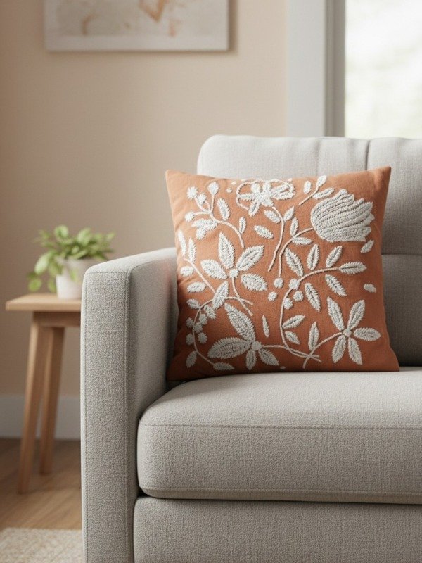 Producto - Almohadón Bordado en Relieve- Diseño Floral