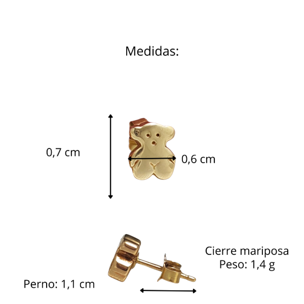 Producto - Aros Osito Oro 18kt Cierre Mariposa - 7
