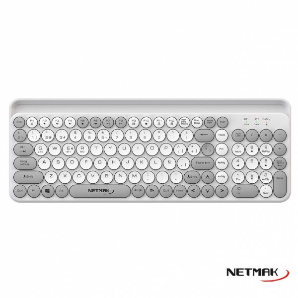 Producto - Teclado español bluetooth 3.0/5.0 + wireless 2.4ghz multidispositivo -white