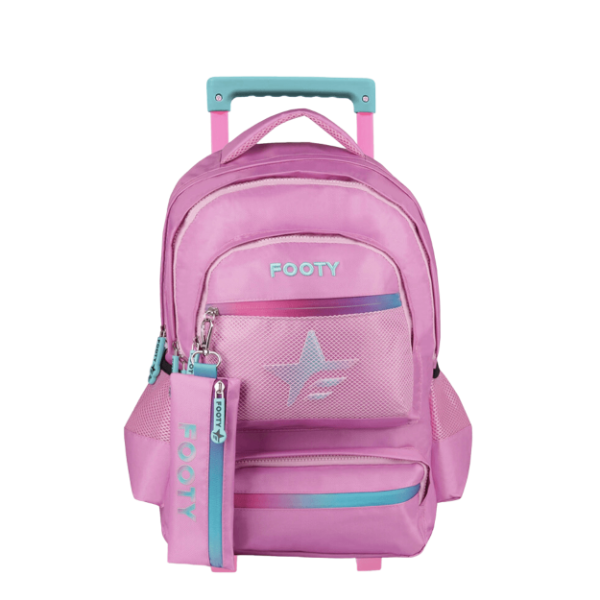 Producto - MOCHILA 18" CON CARRO BIG KIDS STAR FOOTY ROSA