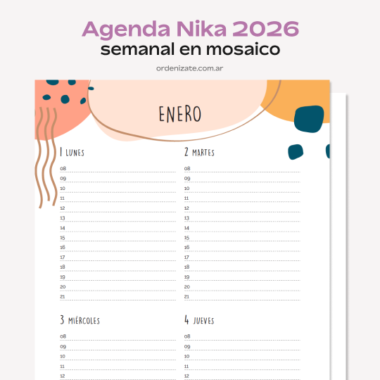 Producto - AGENDA NIKA 2026 (semanal en mosaico)