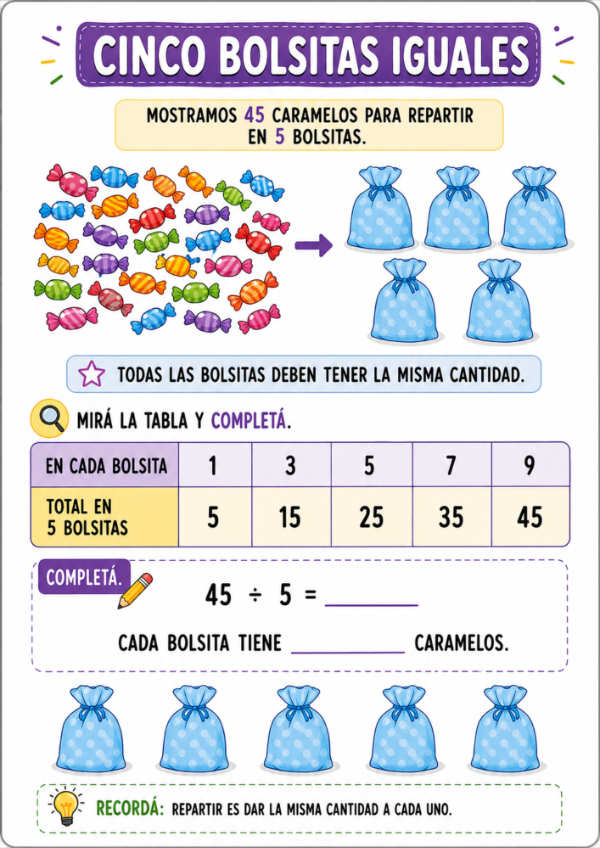 Producto - REPARTIMOS CON TABLAS: Divisiones exactas con apoyo visual - 7