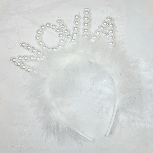 Producto - Vincha con plumas y perlas NOVIA