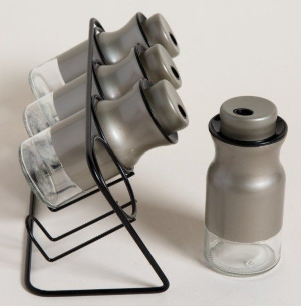 Producto - Especieros por 4 Peltre en rack alargado