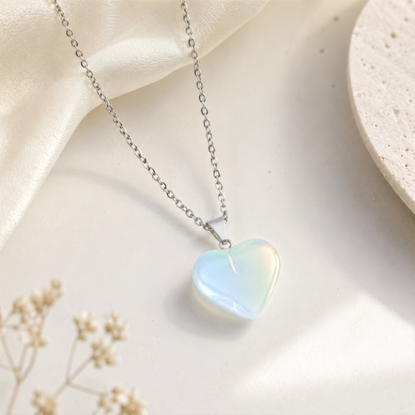 Producto - Collar Corazón Opalina Piedra de la Luna - 1