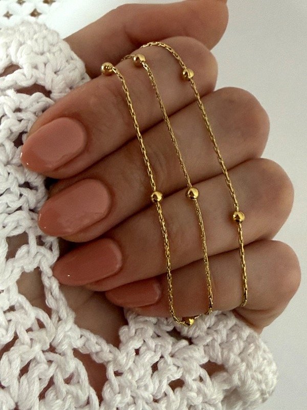 Producto - CD181 Cadena fina con bolitas acero dorado