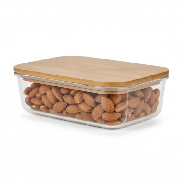 Producto - Contenedor de Vidrio tapa Bambu rect.