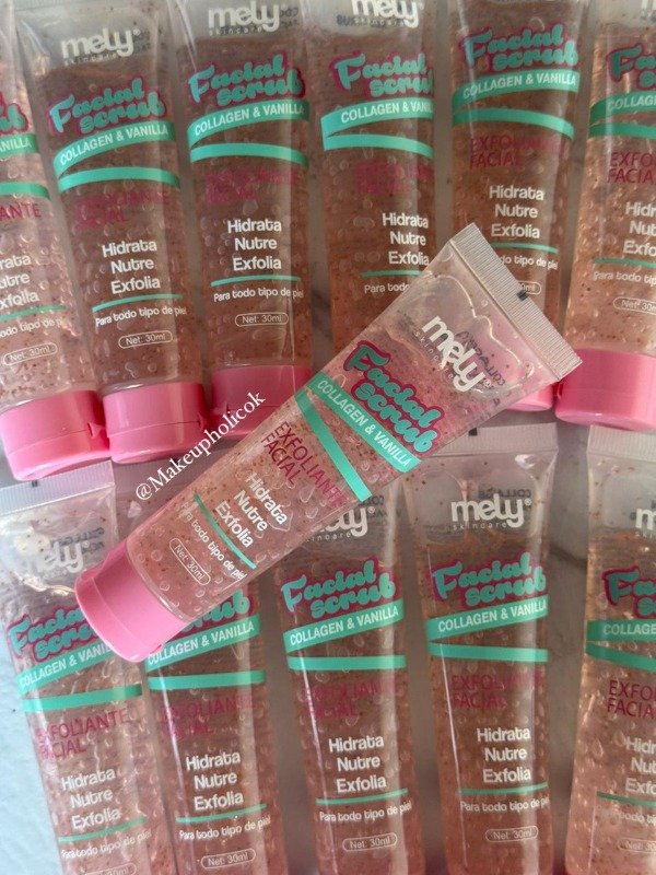 Producto - EXFOLIANTE FACIAL COLAGENO Y VAINILLA - MELY - CAJA DE 12 UNIDADES