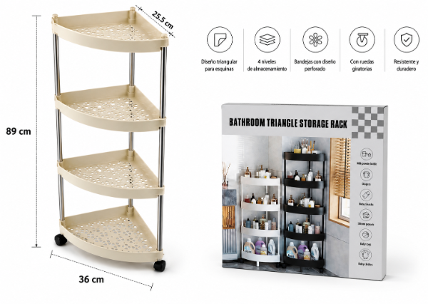 Producto - CARRITO ESQUINERO DE CAÑO Y PLASTICO BLANCO/NEGRO SURTIDO - 4