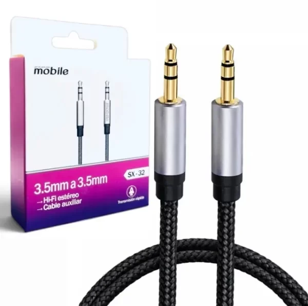 Producto - Cable audio auxiliar 3.5mm mallado mobile SX 32 - 0