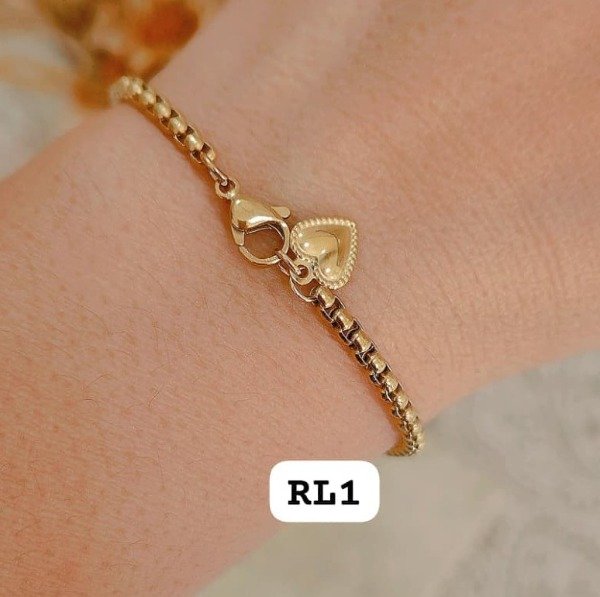 Producto - Pulsera rolo cuadrada dije corazón - 0