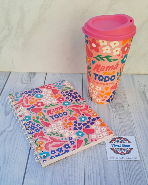 Producto - Cuaderno A5 y Vaso Mamá