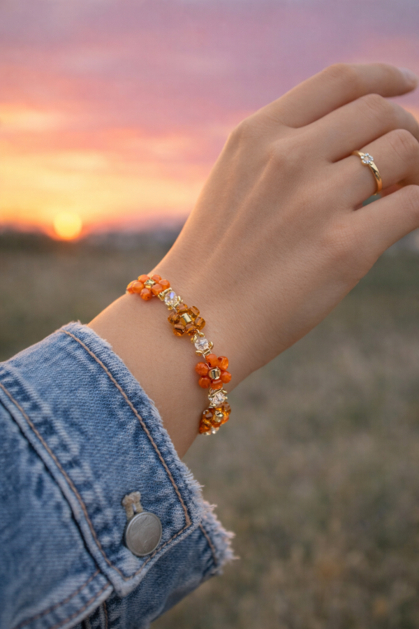 Producto - Pulsera de Flores Noemi - Naranja