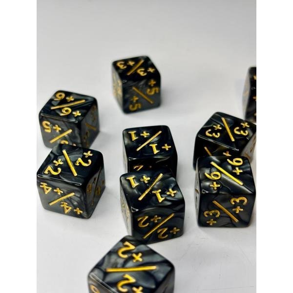 Producto - Set x10 Dados Contadores Positivos Negro y Dorado