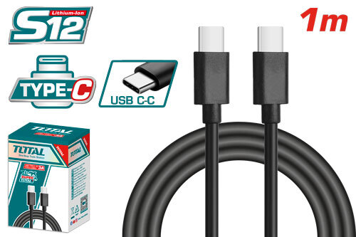 Producto - Cable USB Tipo C a Tipo C TOTAL - 1 Metro - Carga Rápida 3A