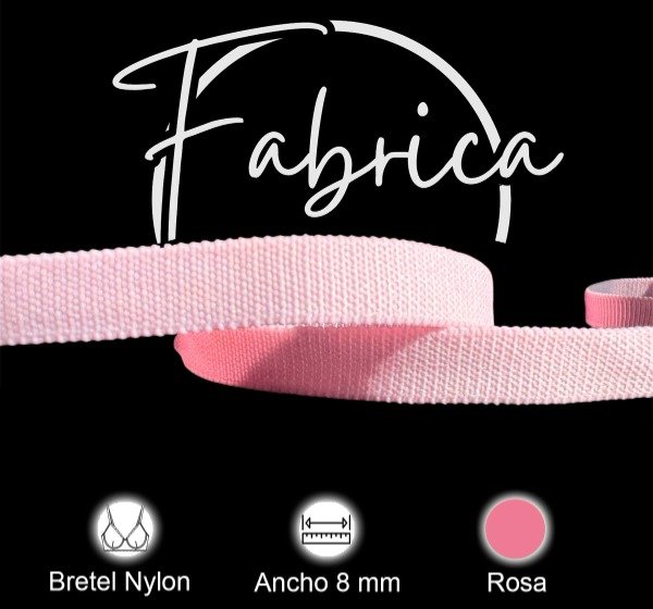 Producto - Bretel 8mm rosa bebé nylon (1 metro)