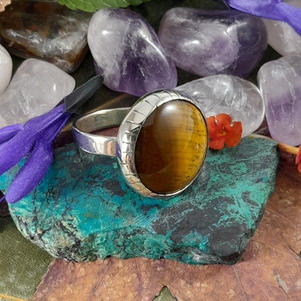 Producto - Anillo de alpaca con Ojo de Tigre grande - 1