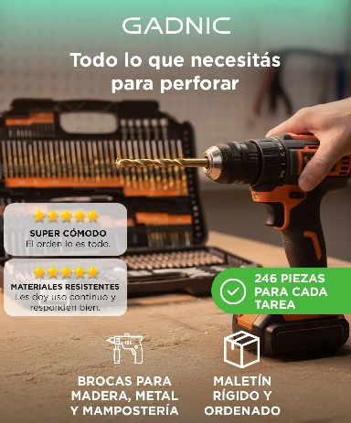 Producto - Juego De Mechas Para Taladro -246 piezas -brocas p/madera, metal y mamposteria - - 1