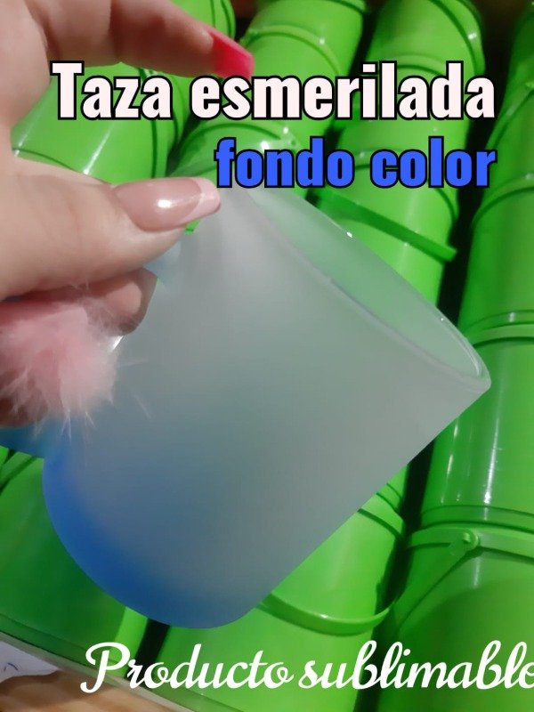 Producto - TAZA ESMERILADA FONDO COLOR   AZUL