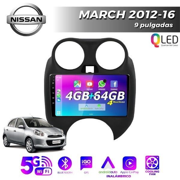Producto - MULTIMEDIA NISSAN MARCH 2012/16 - 4G 64M - 9" CON CAR PLAY Y ANDROID AUTO