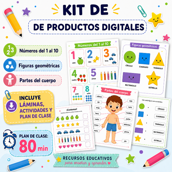 Producto - KIT NUMEROS - FIGURAS GEOMETRICAS Y PARTES DEL CUERPO