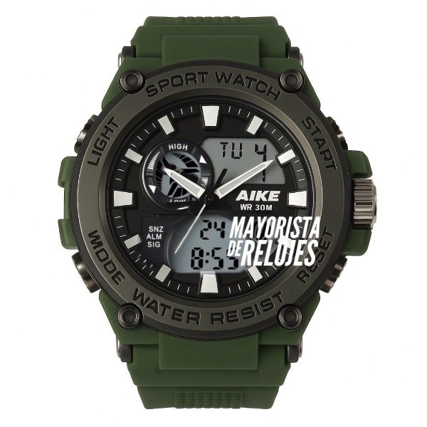 Producto - Reloj AIKE Tactico Doble Maquina Green