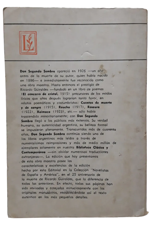 Producto - Don Segundo Sombra Ricardo Guiraldes Año 1970 (usado) - 4