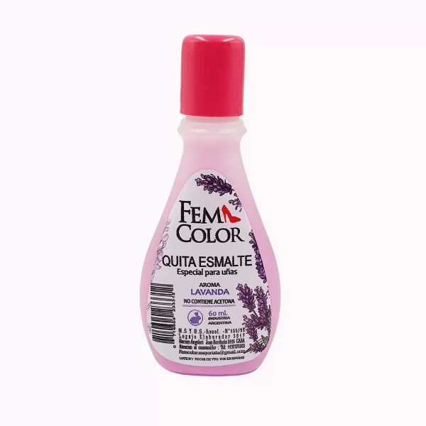 Producto - QUITA ESMALTE SIN ACETONA LAVANDA 60ML FEM COLOR