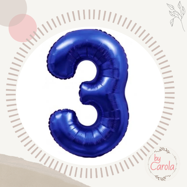 Producto - GLOBO METALIZADO NUMERO TRES 32" AZUL