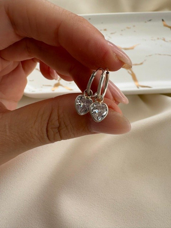 Producto - Aros corazon 8mm colgante 15mm  - Plata 925