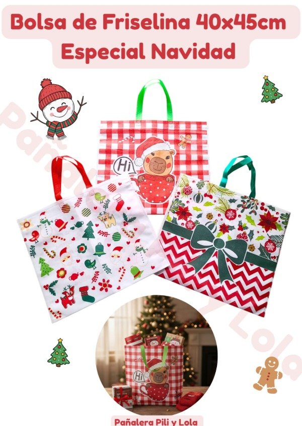 Producto - Bolsa de Friselina 40x45cm Especial Navidad (Consultar modelo disponible)