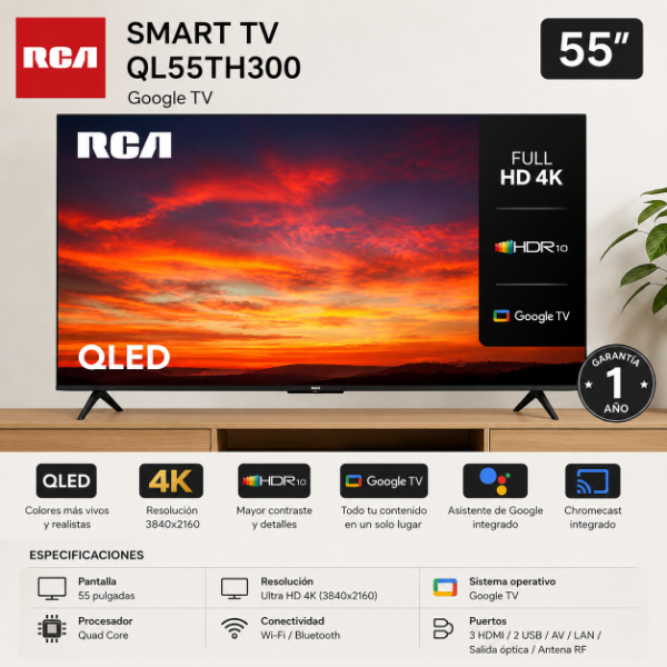 Producto - SMART TV RCA 55" QLED GOOGLE TV QL55TH300