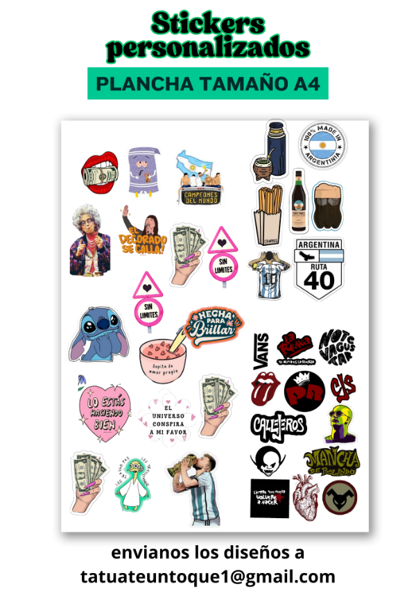 Producto - plancha personalizada stickers