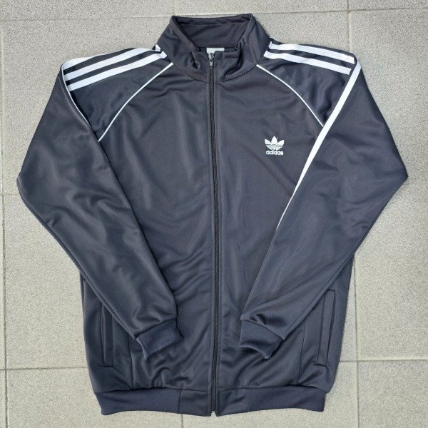Producto - Campera Adidas Frizada Gris Tiras Blancas