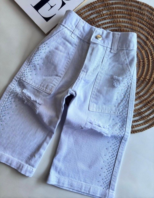 Producto - Jean wide leg blanco de beba con brillo