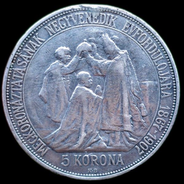 Producto - Hungría 5 Coronas 1907 Coronación de Francisco José I Km#489 VF