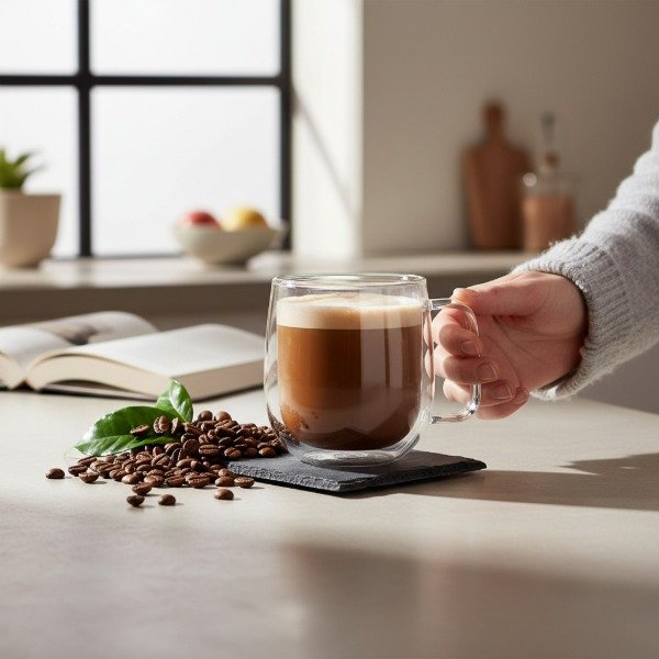 Producto - TAZA DOBLE CON ASA VIDRIO BOROSILICATO 250ML