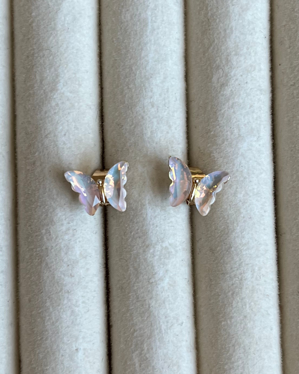 Producto - Aros mariposa de acero dorado con pasante de acero quirúrgico 1cmd